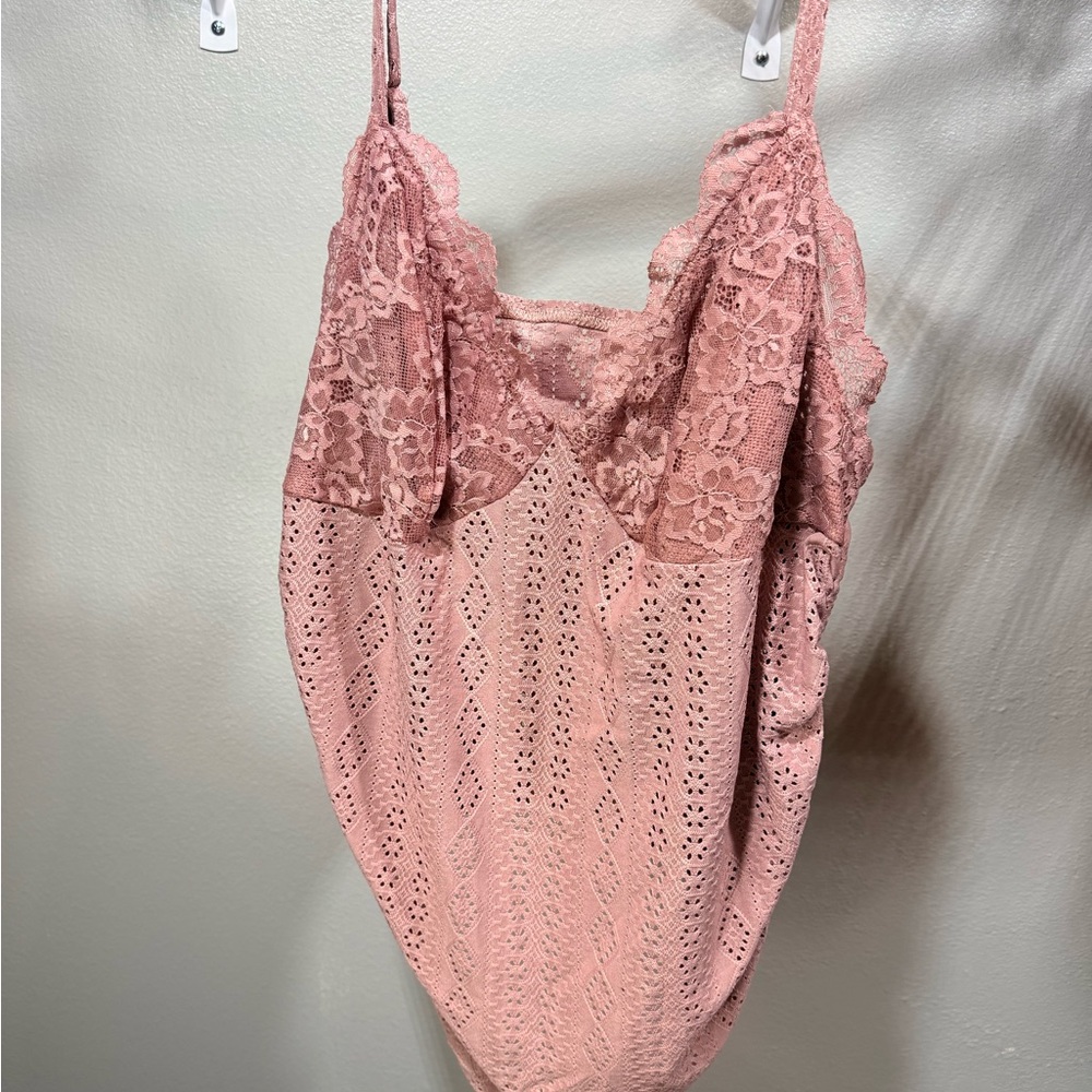 ⚡️SHEIN Curve Blush Pink Lace Cami Tank Adjustable Strap 4XL